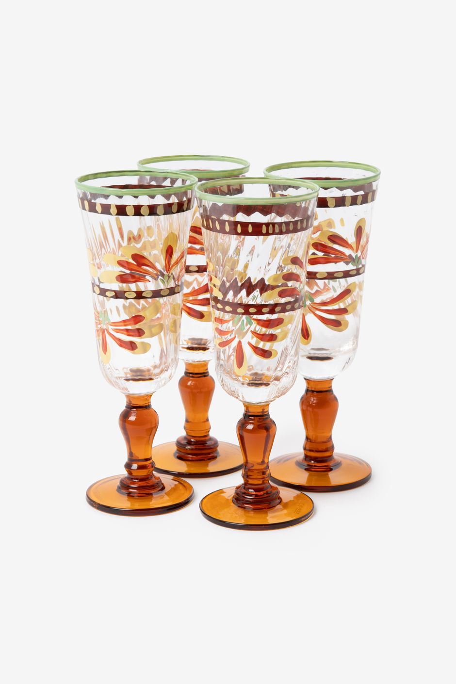 Lot de 5 verres à apéritif ancien, traits bordeaux et or - Mes Années Lot de 5 verres à apéritif ancien, traits bordeaux et or - Mes Années