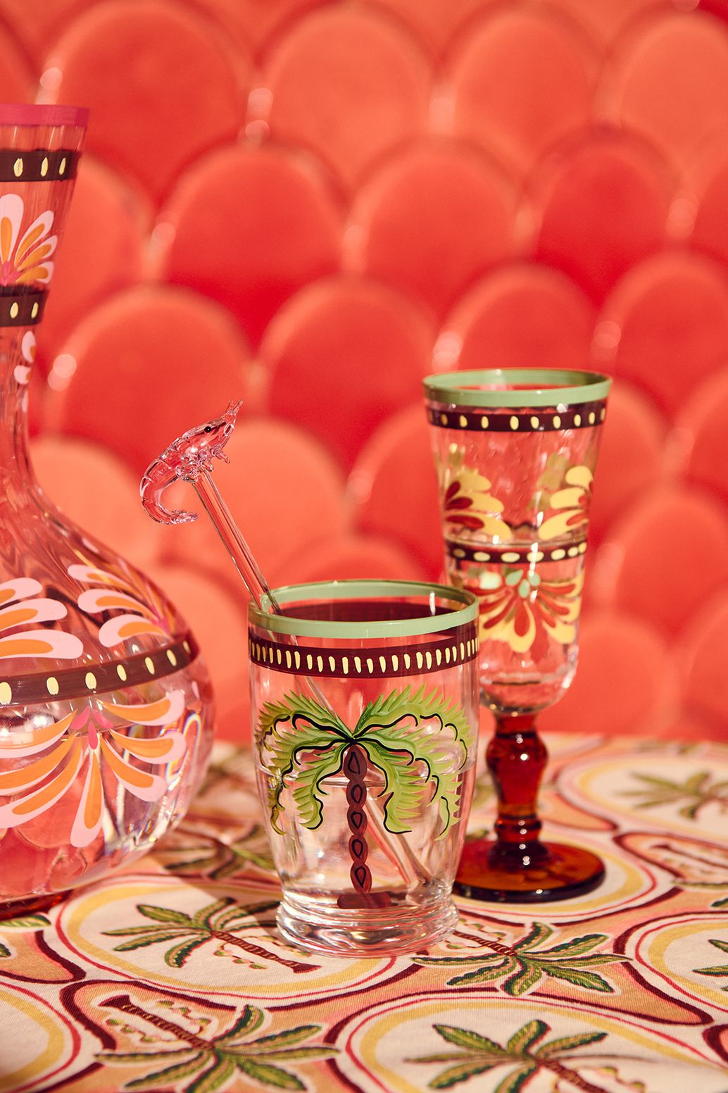 Multicolour aperitief glazen met bloemen