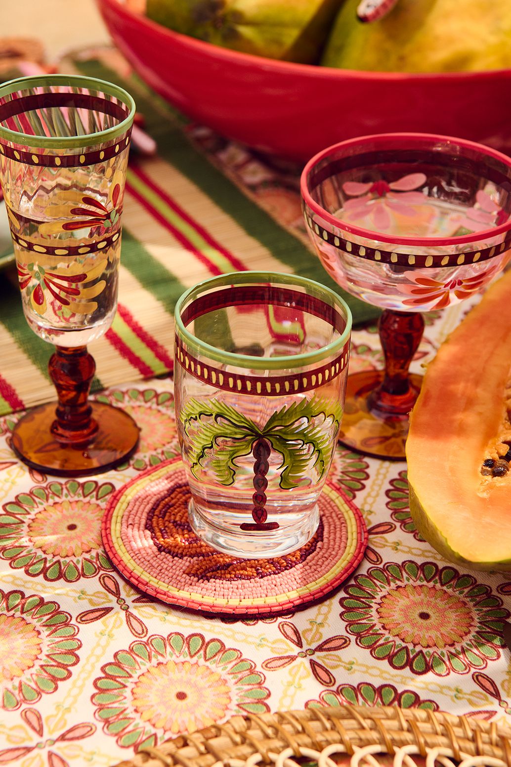 Verres à champagne avec fleurs - orange clair