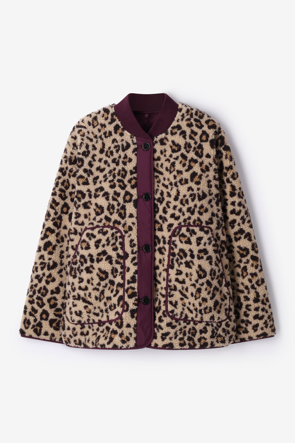 Veste réversible avec imprimé léopard - marron