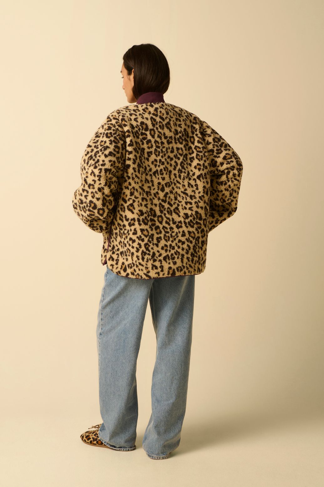 Veste réversible avec imprimé léopard - marron