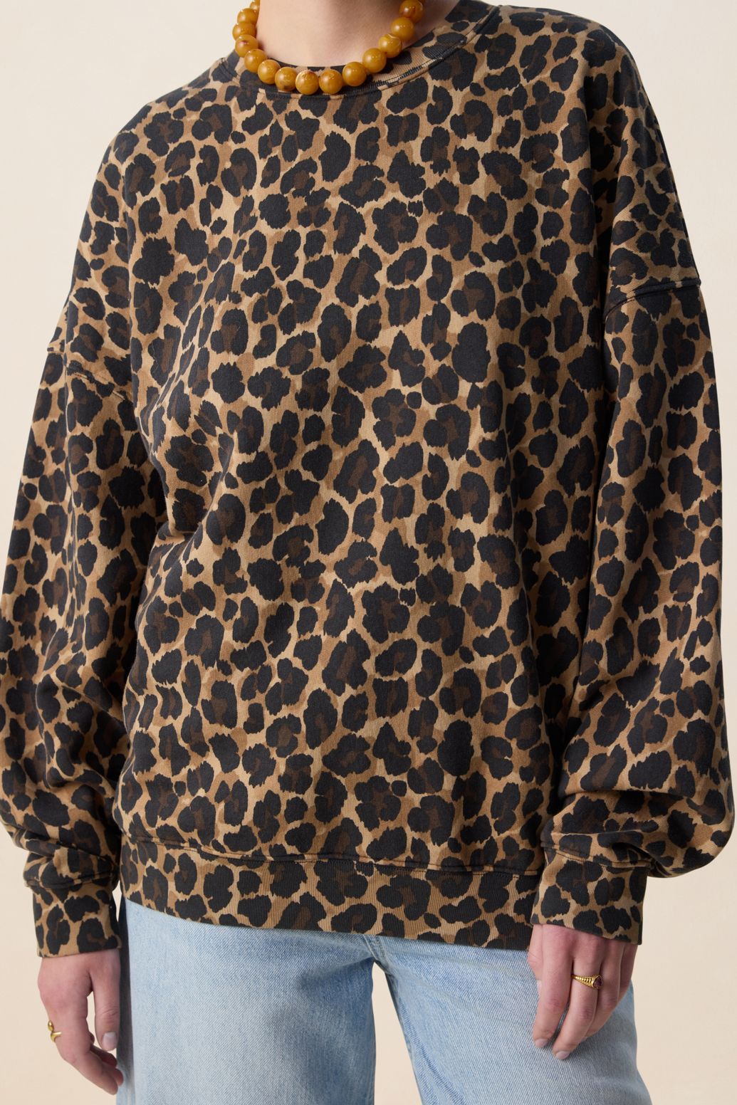 Sweater mit Leoprint - beige