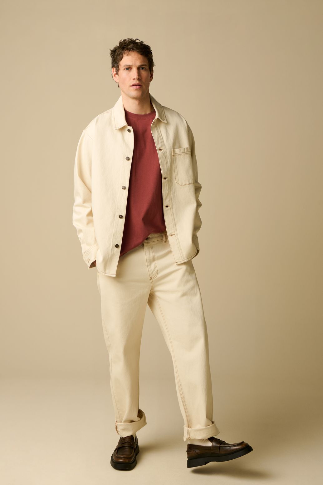 Witte mid-rise loose fit jeans