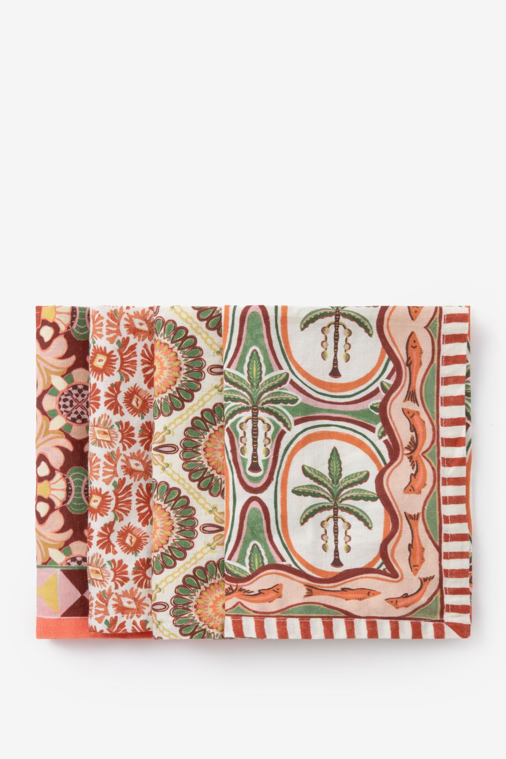 Lot de 4 serviettes avec imprimé - multicolore