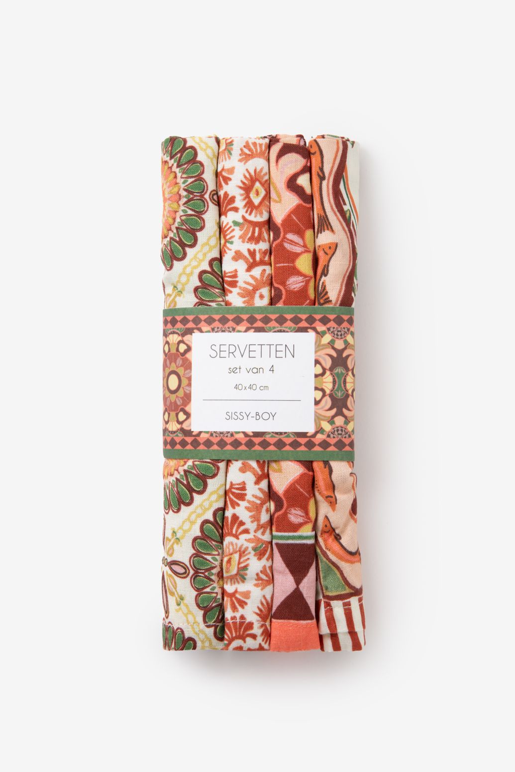 Lot de 4 serviettes avec imprimé - multicolore