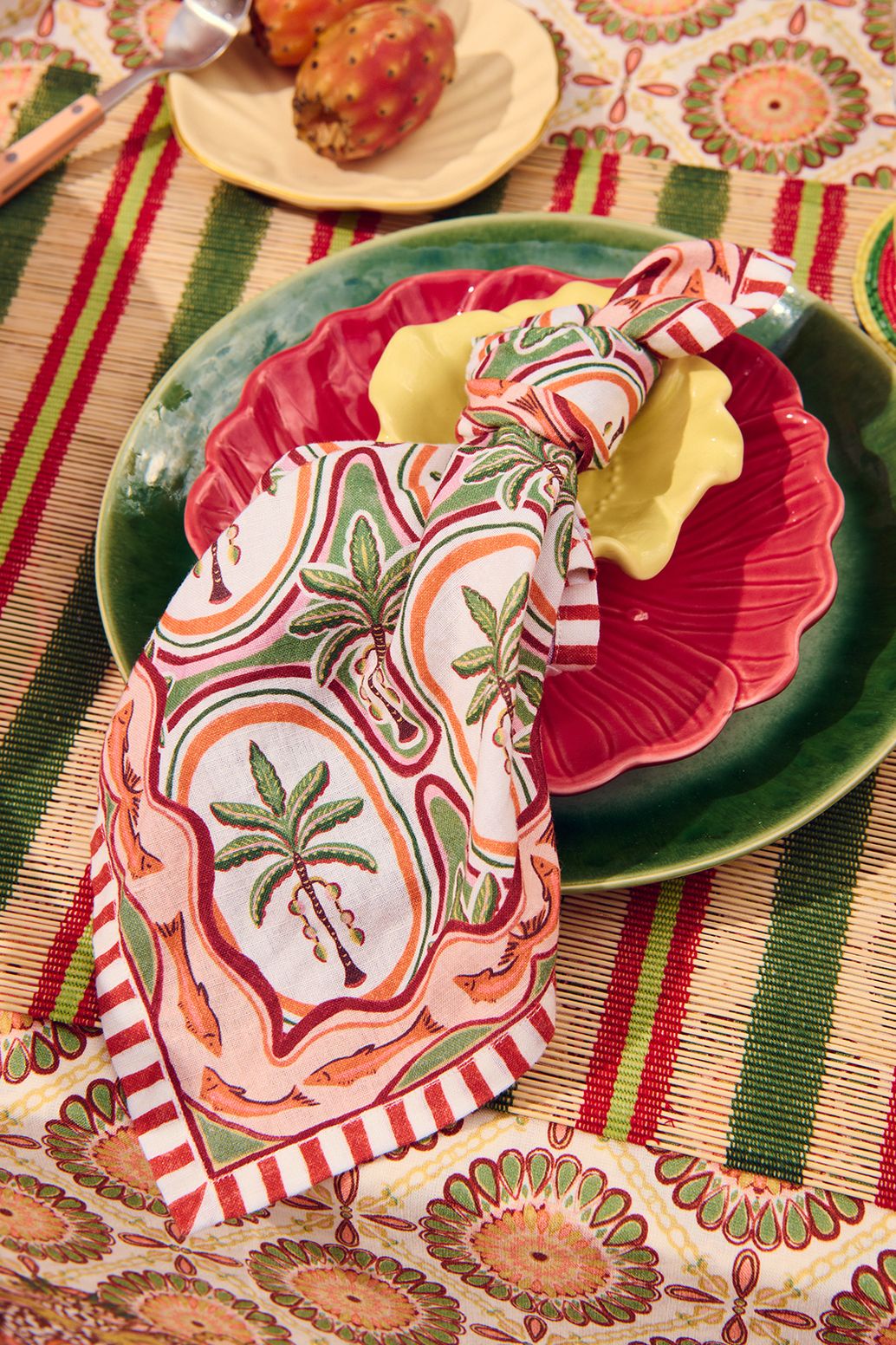 4er-Set gemusterte Servietten - mehrfarbig