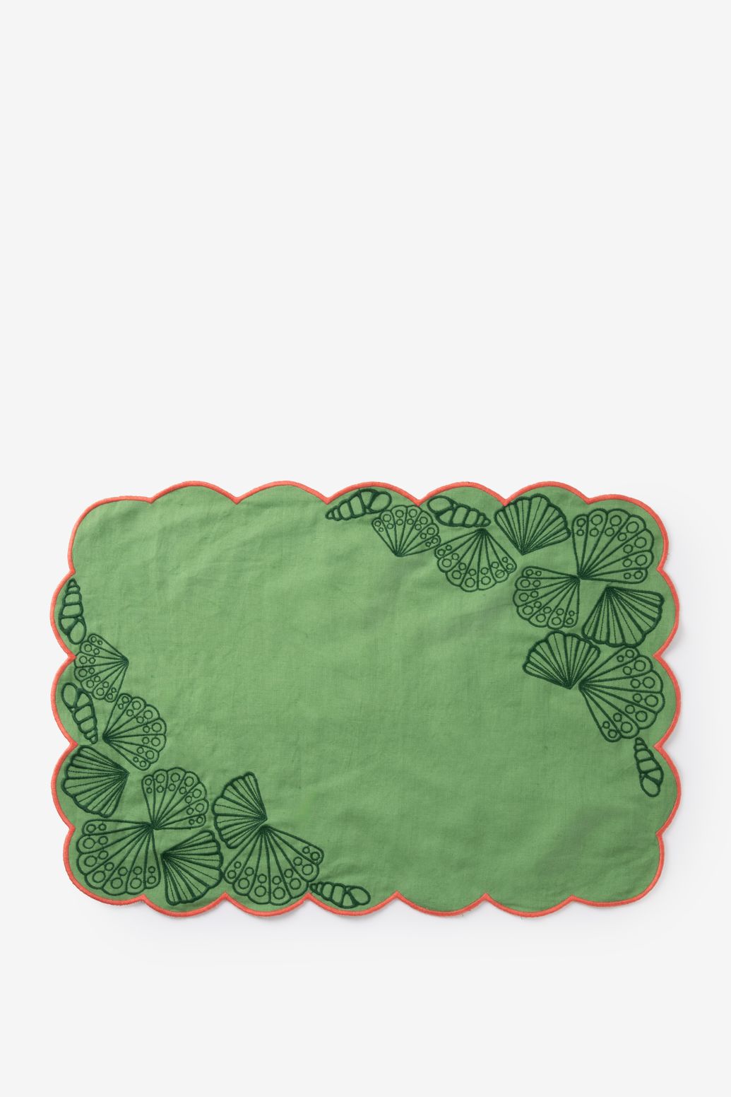 Groene placemat set met schelpen