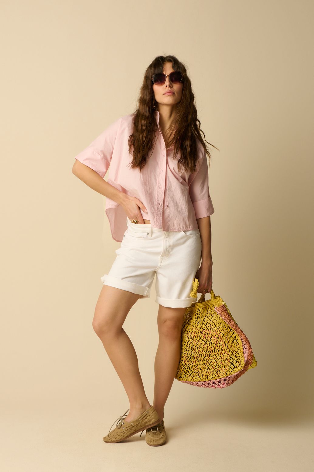 Kurzarmbluse - hellrosa