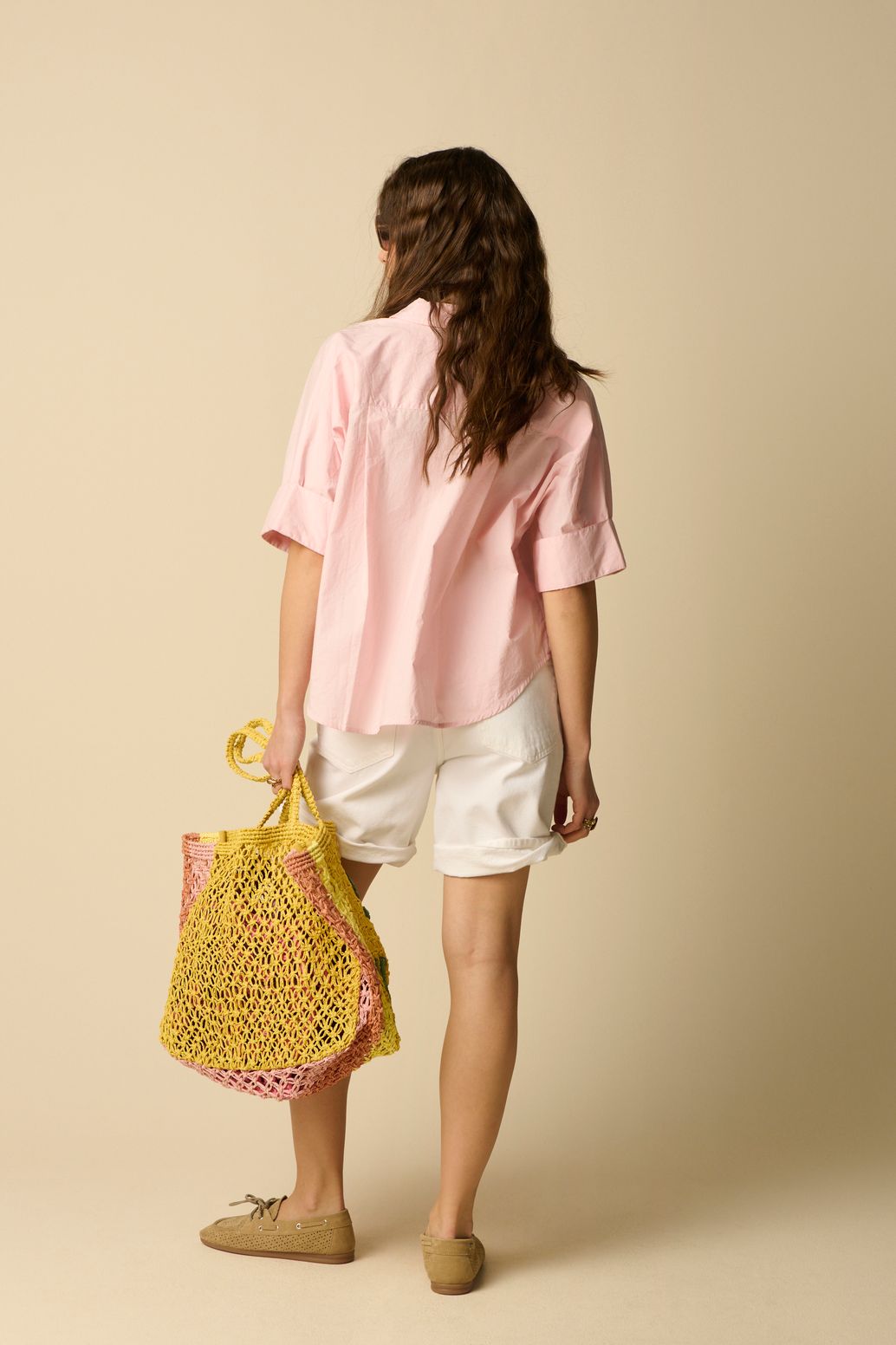 Kurzarmbluse - hellrosa