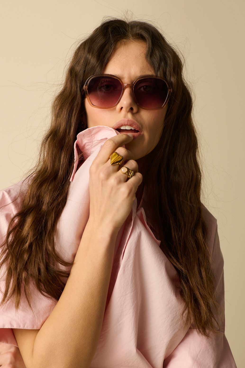 Kurzarmbluse - hellrosa