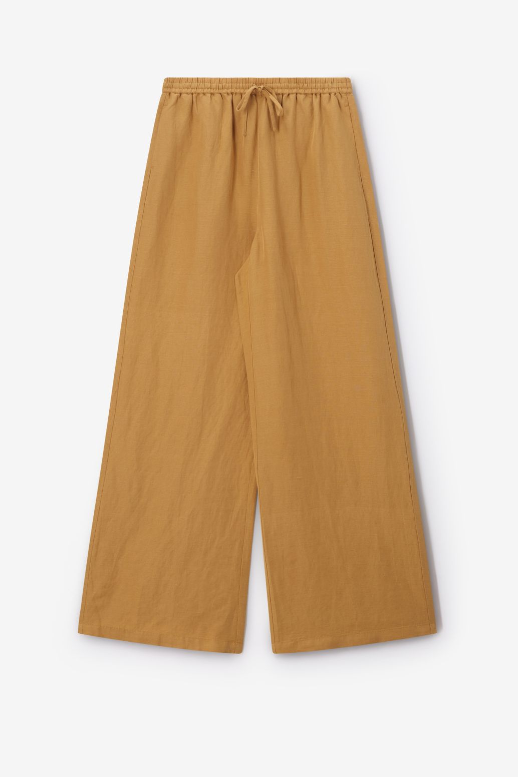 Pantalon taille haute jambes larges - jaune foncé