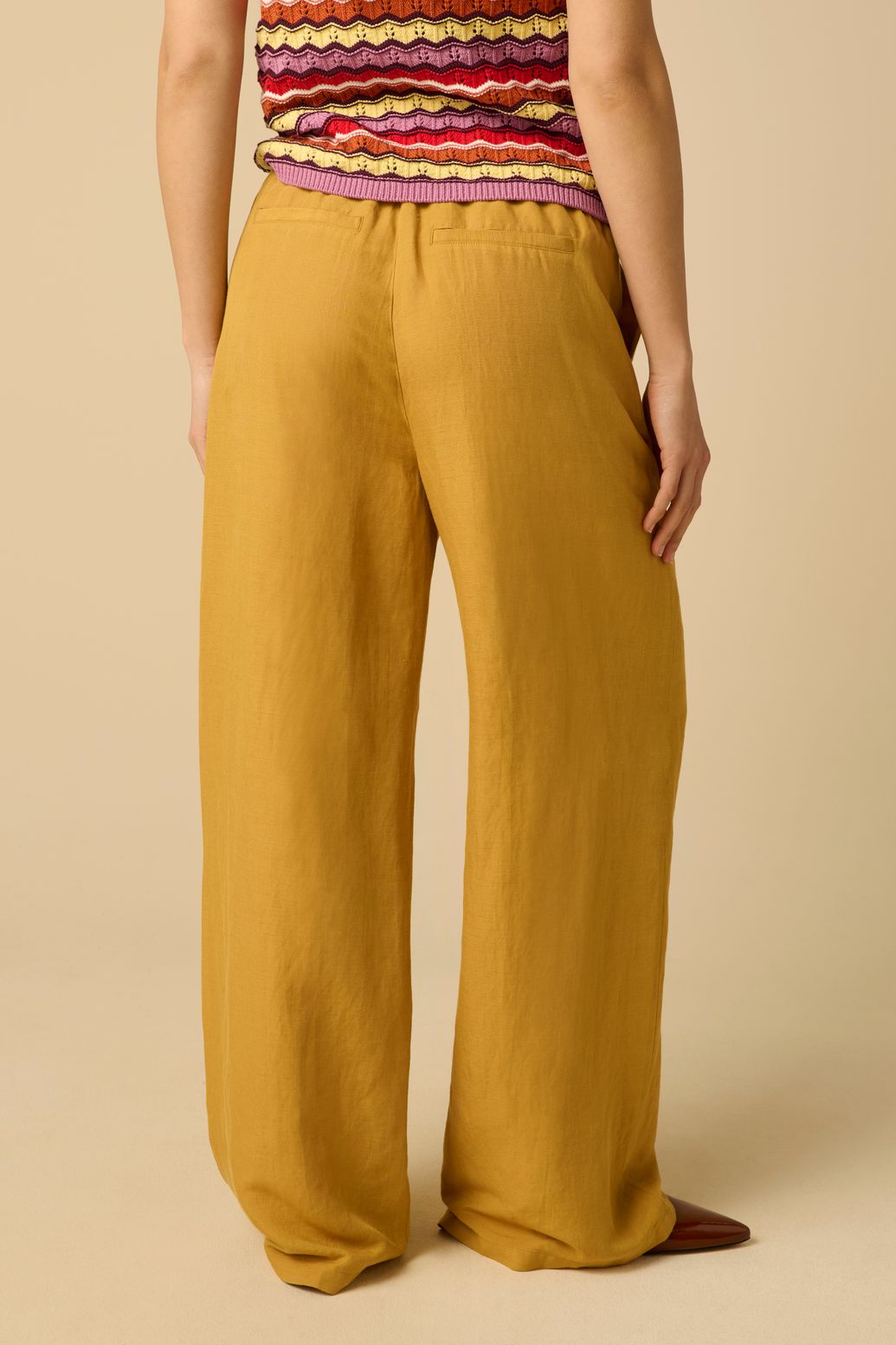 Weite High Waist Hose - gelb