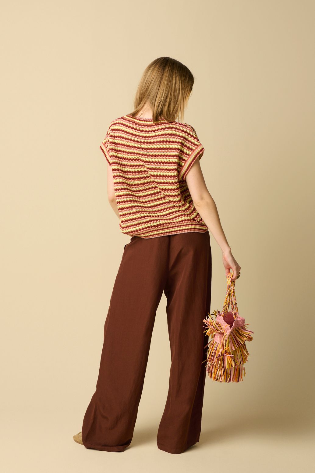 Weite High Waist Hose - dunkelbraun