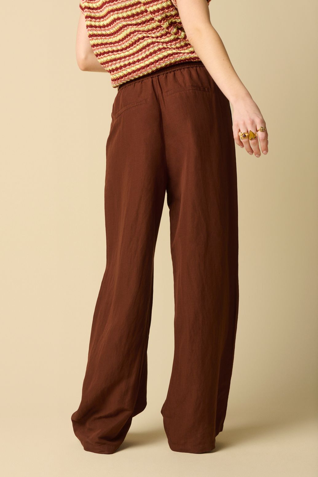 Weite High Waist Hose - dunkelbraun