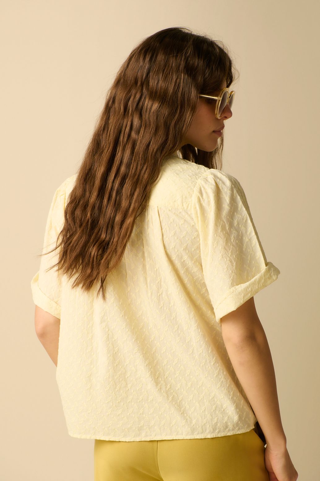 Lichtgele blouse met broderie