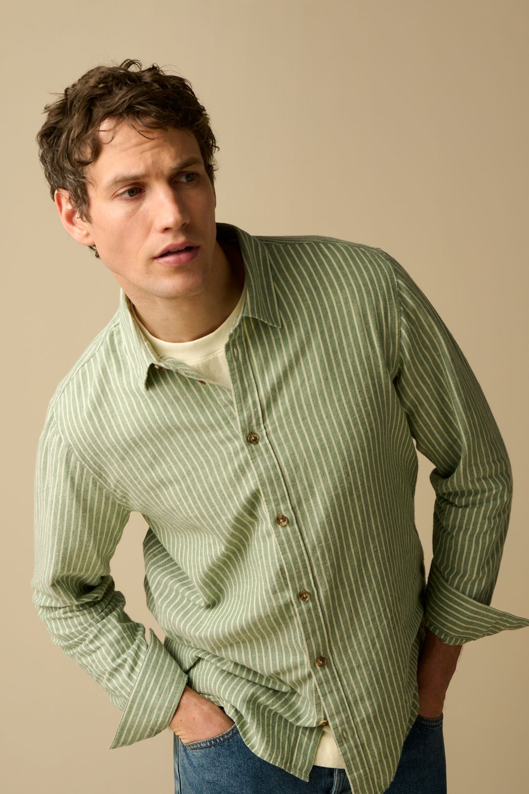 Chemise rayée - vert