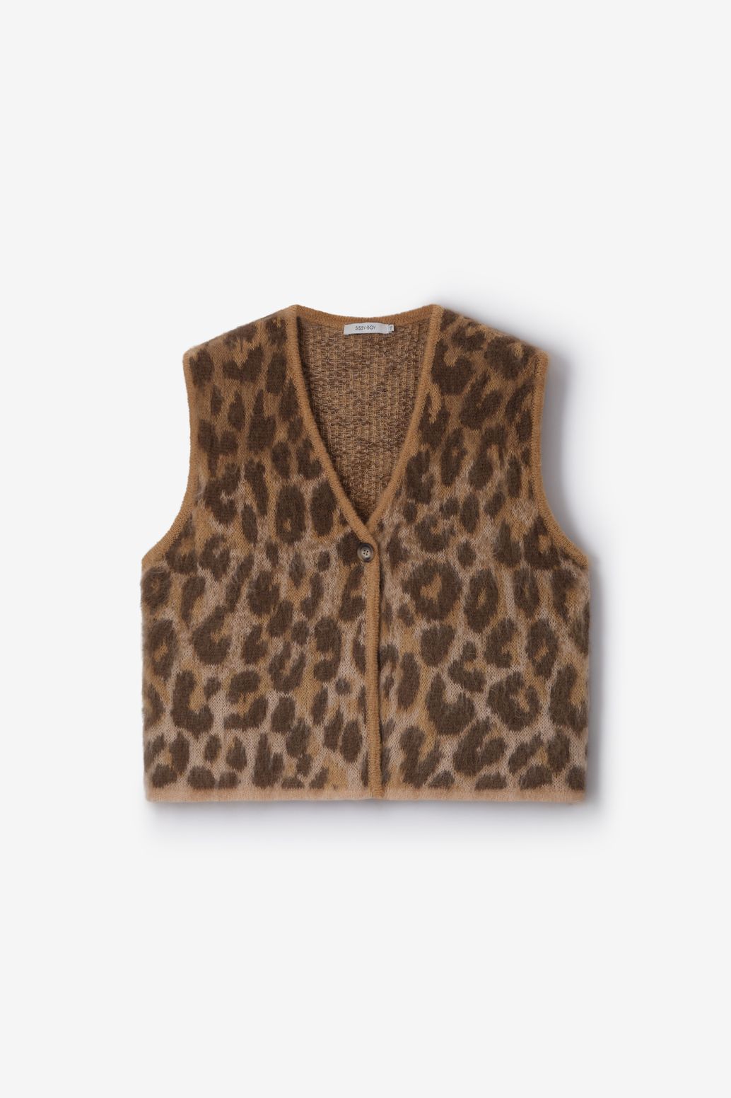 Jacquard-Weste mit Leoprint - braun