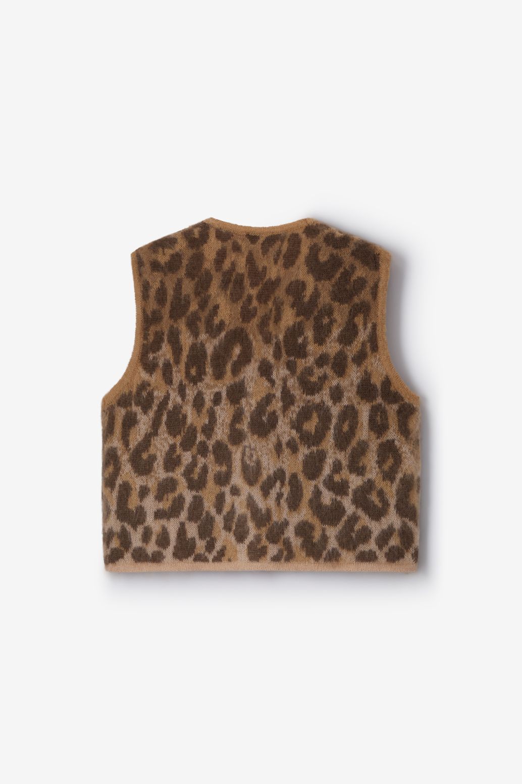 Gilet sans manches jacquard avec imprimé léopard - marron