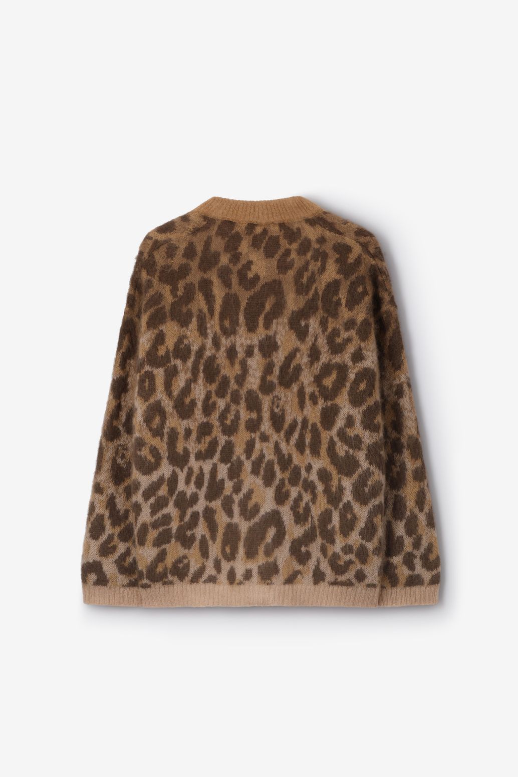 Bruin jacquard vest met leopard print