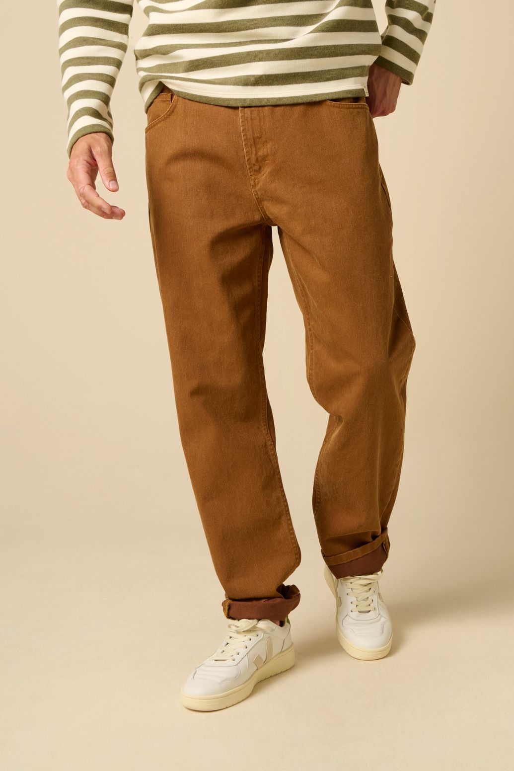 Jean coupe loose taille mi-haute - marron
