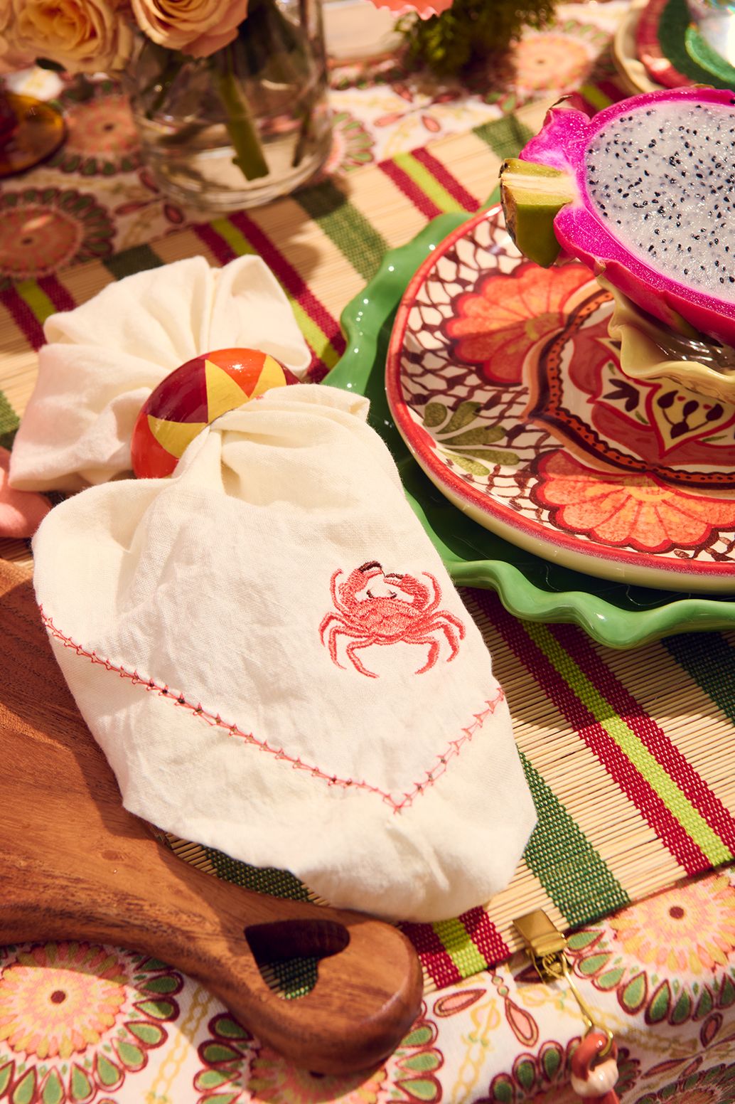 Multicolour servetringen met print