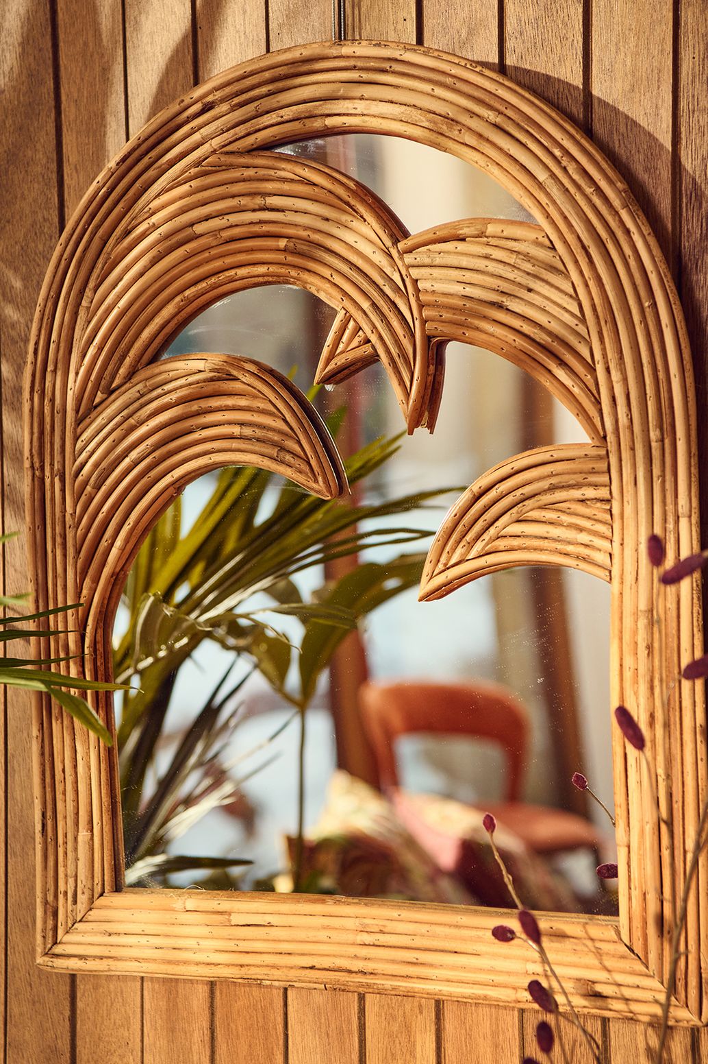 Petit miroir mural en rotin - marron