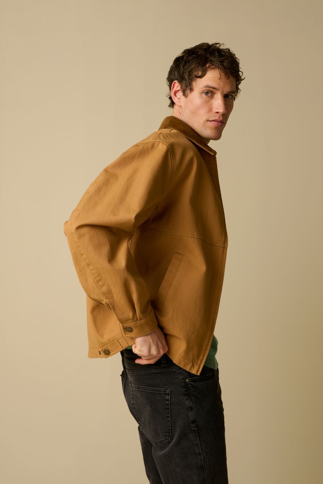 Bruin jack met corduroy kraag