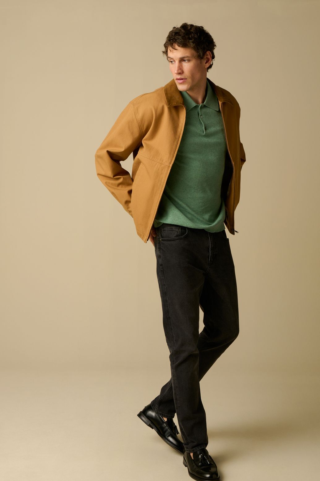 Bruin jack met corduroy kraag