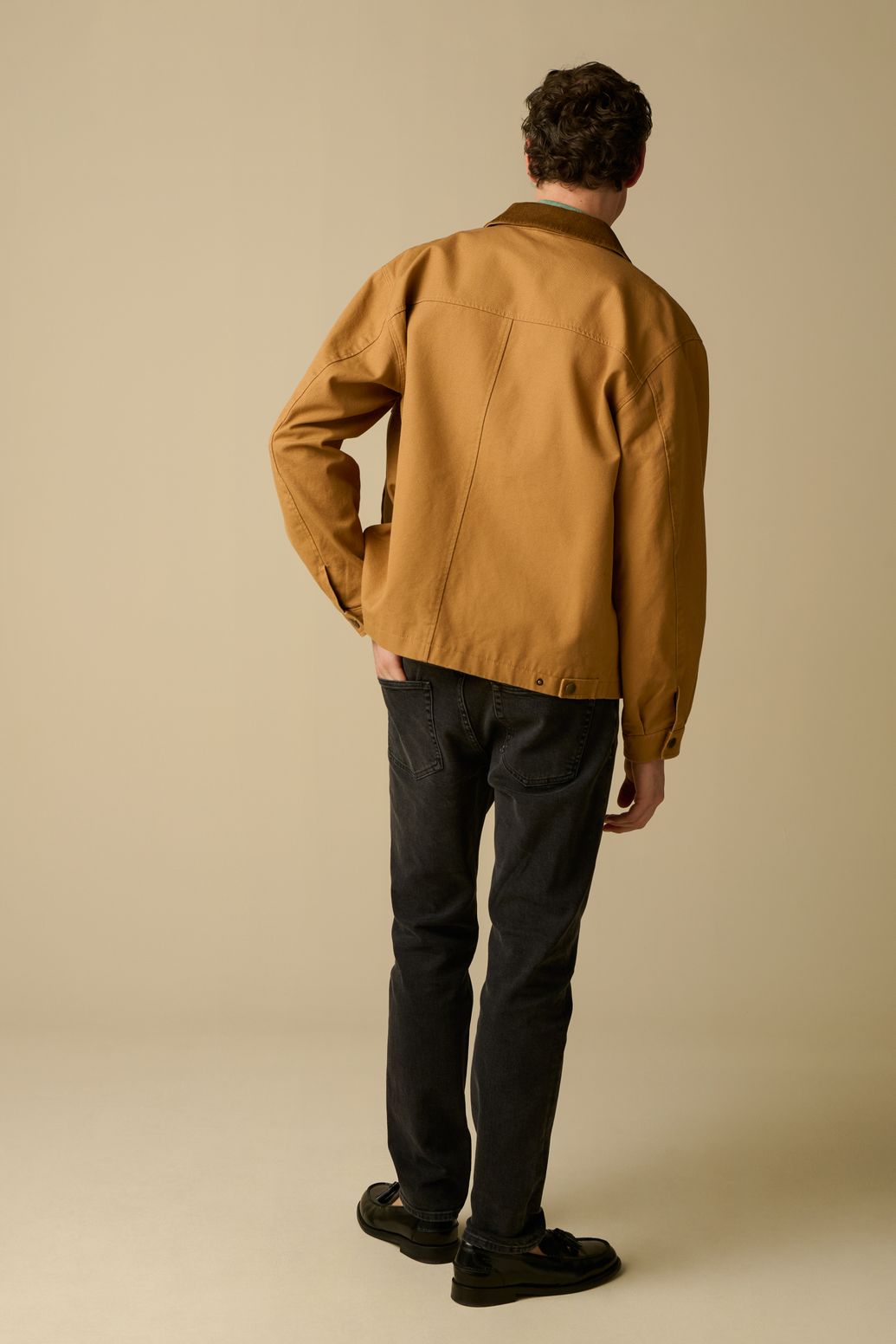 Bruin jack met corduroy kraag