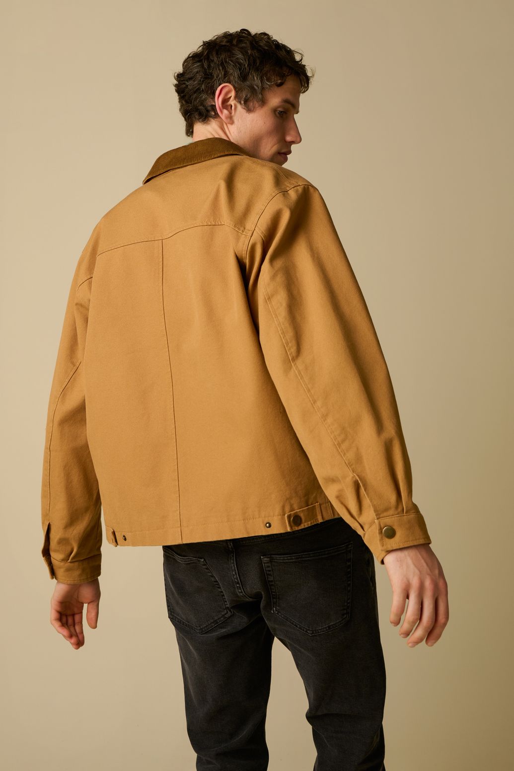 Bruin jack met corduroy kraag