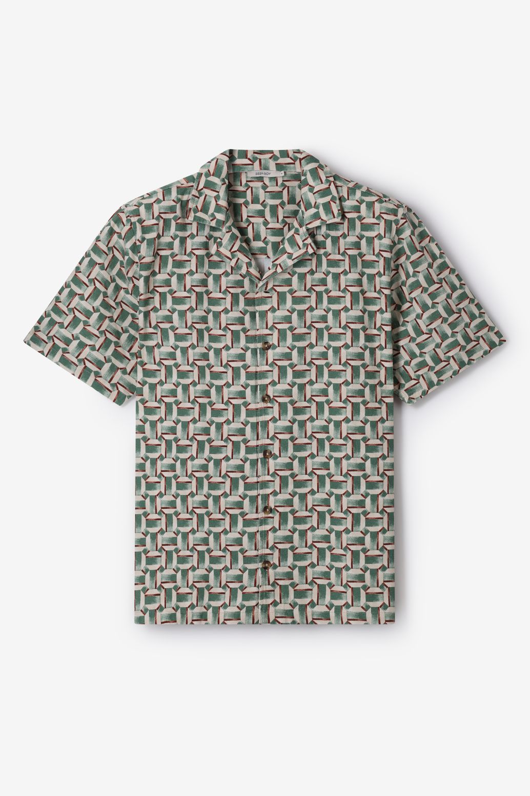 Gemustertes Kurzarmhemd - dunkelgrün