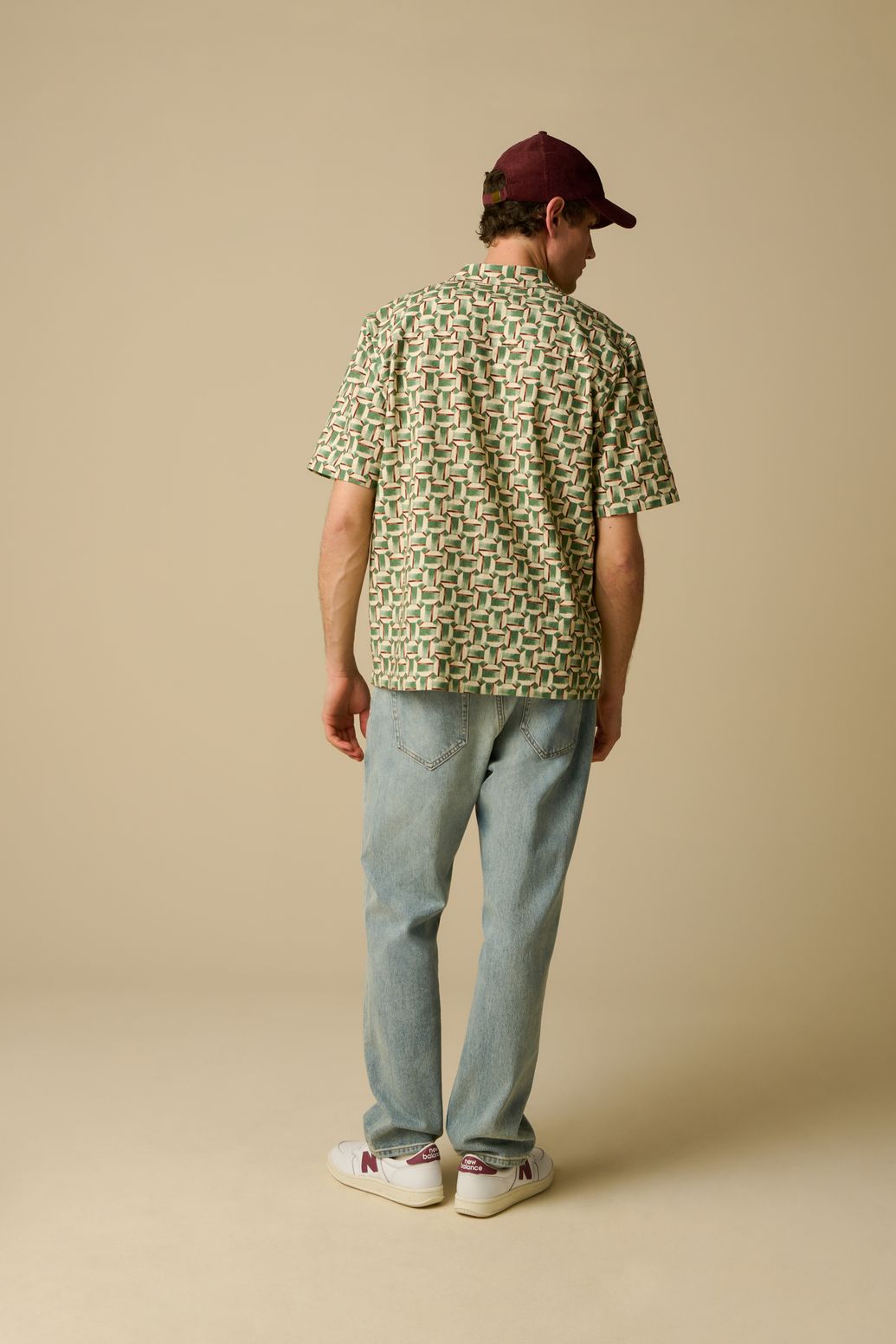 Gemustertes Kurzarmhemd - dunkelgrün