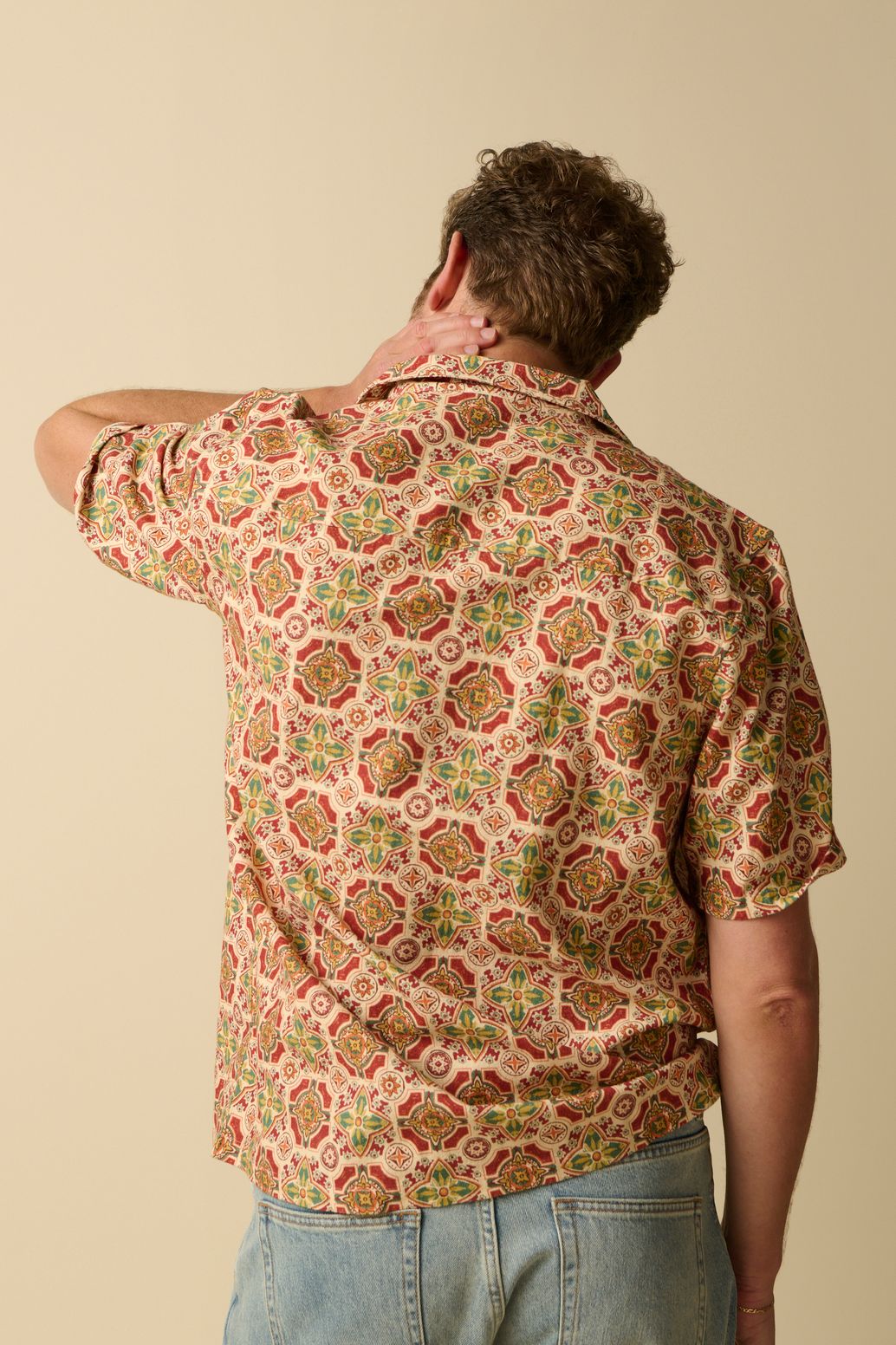 Donkerrood overhemd met print