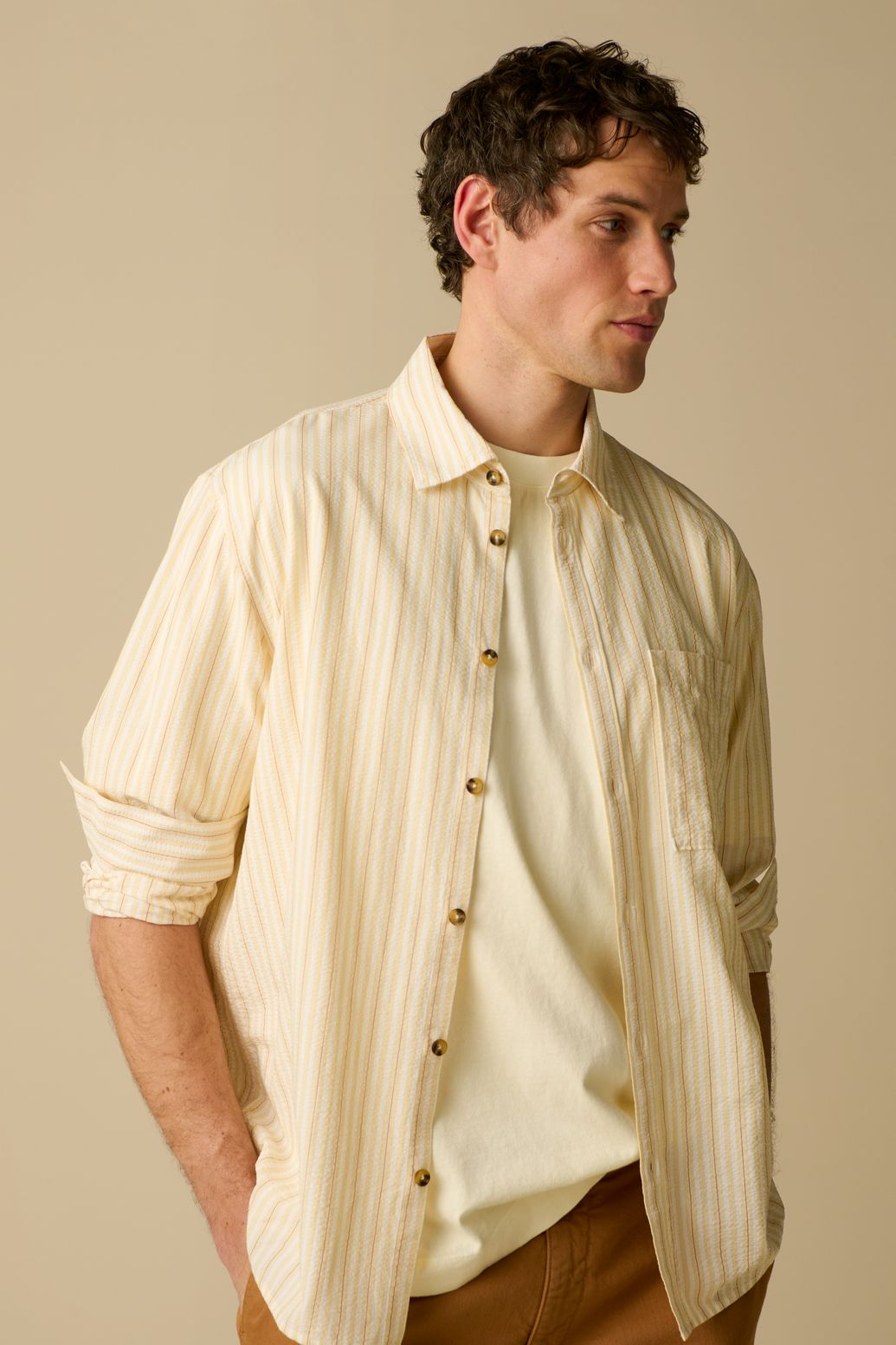 Gestreiftes Hemd - gelb