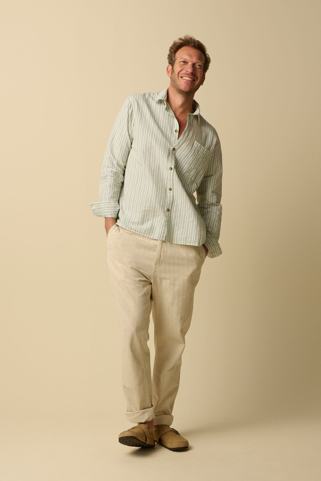 Chemise rayée - vert foncé