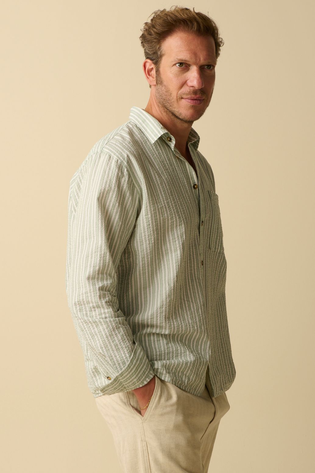 Chemise rayée - vert foncé