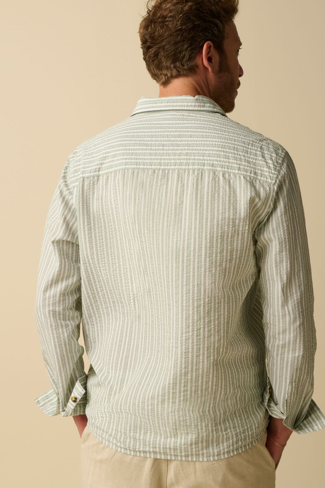 Chemise rayée - vert foncé