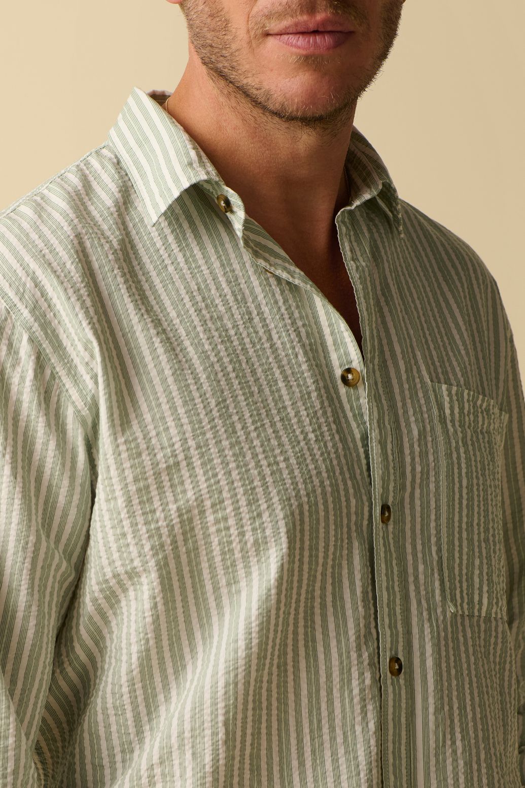 Chemise rayée - vert foncé