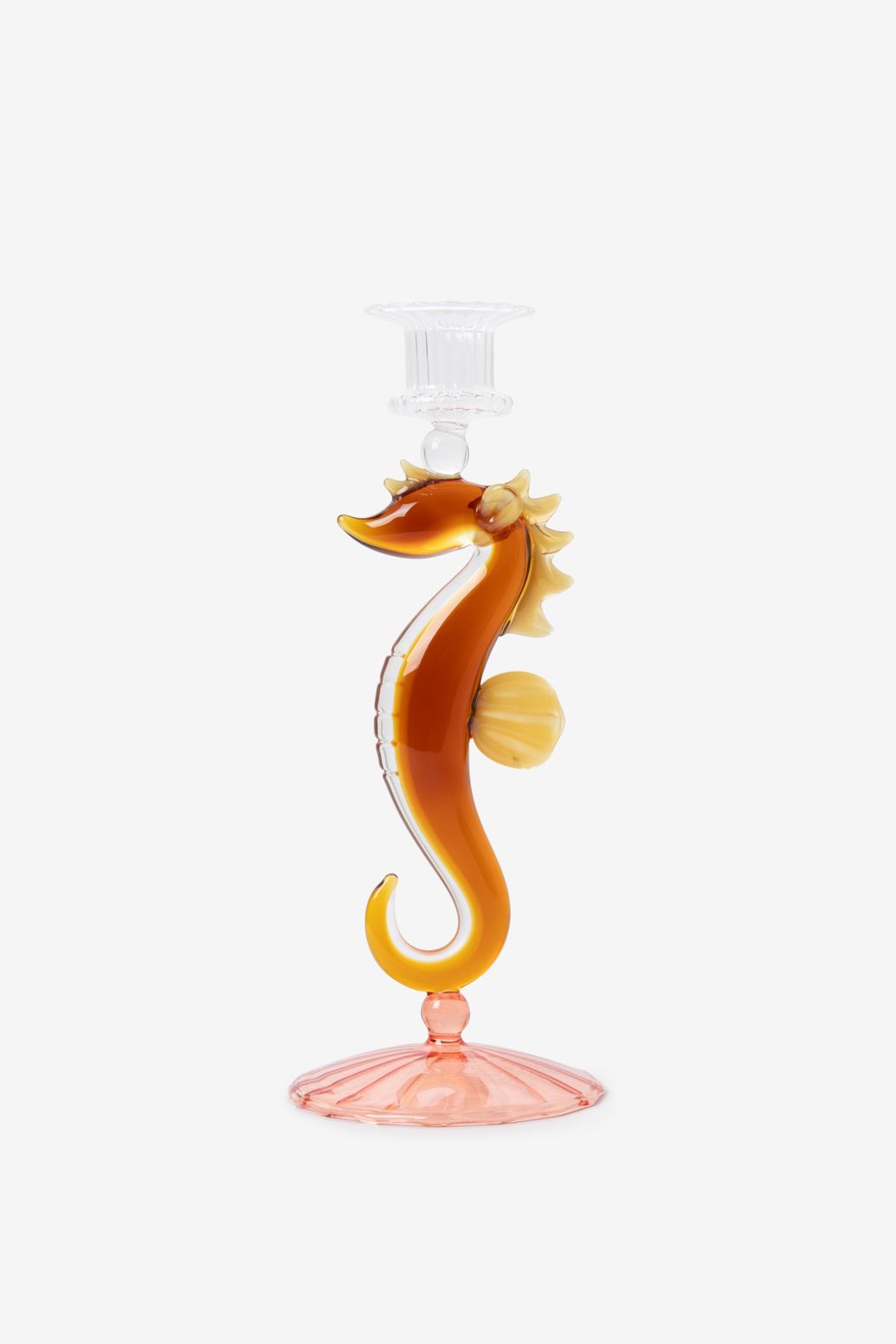 Bougeoir hippocampe en verre - multicolore