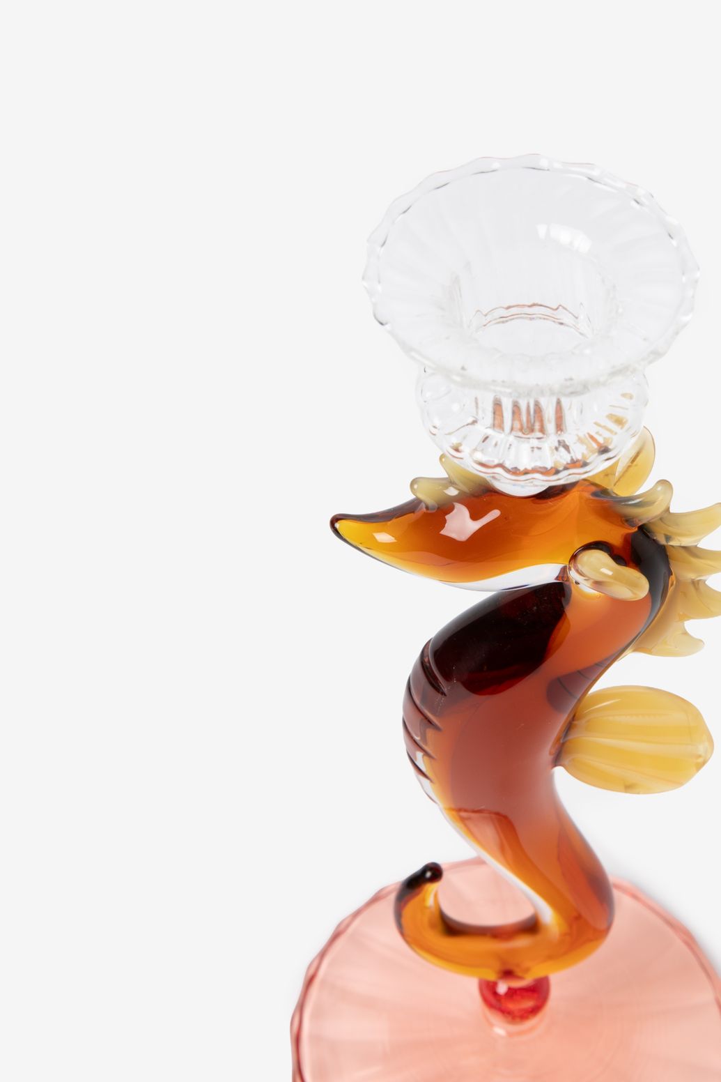 Bougeoir hippocampe en verre - multicolore