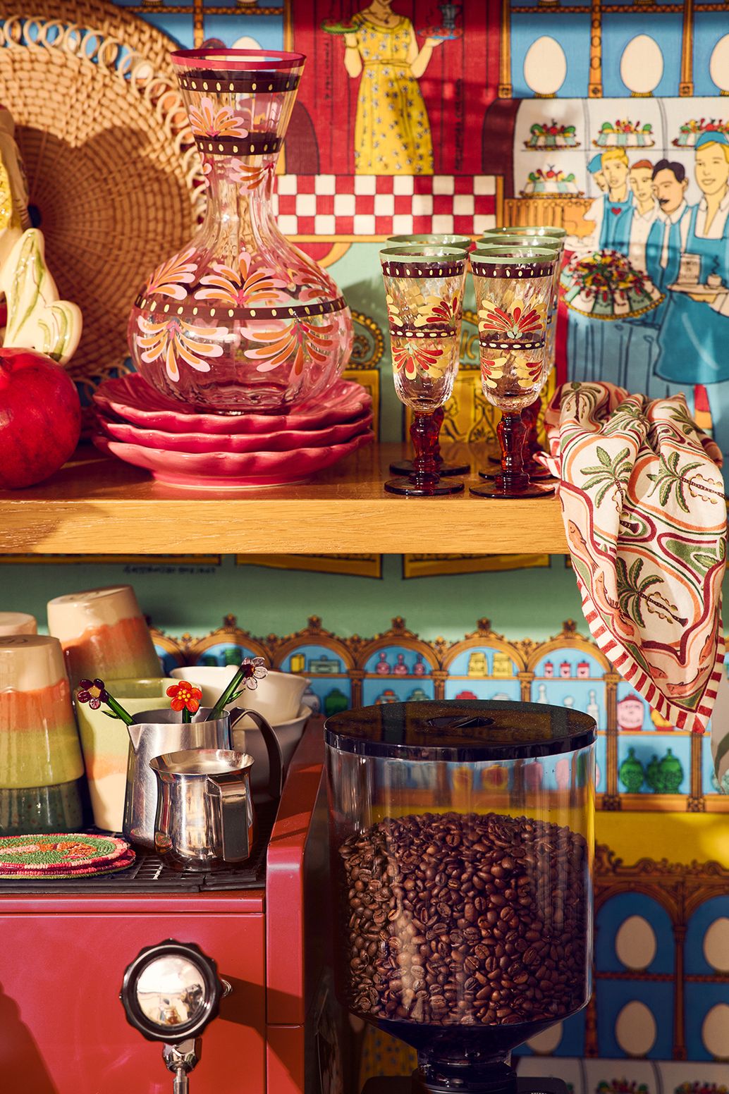 Lot de cuillères à café avec fleur - multicolore