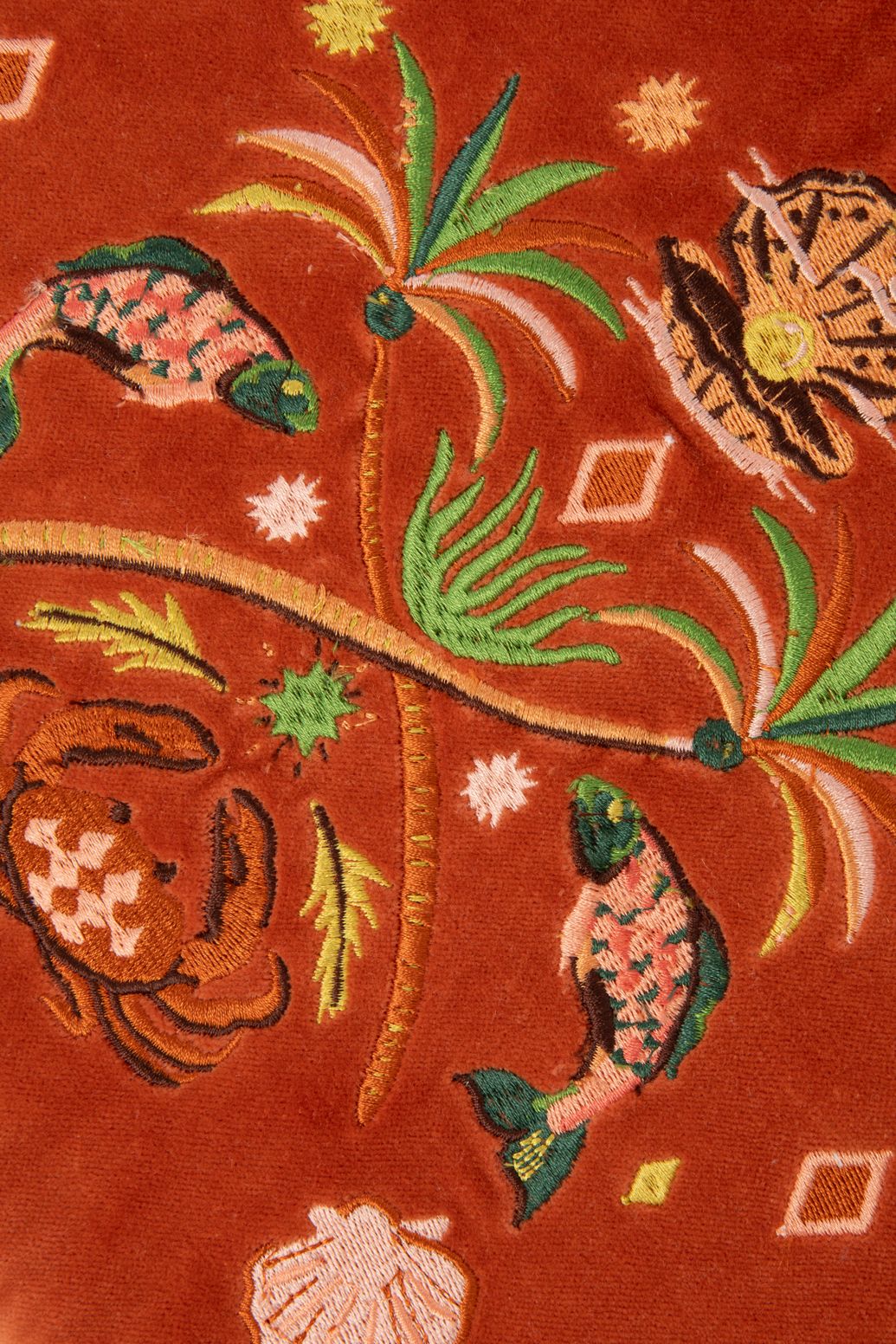 Housse ordinateur portable en velours avec broderies - orange