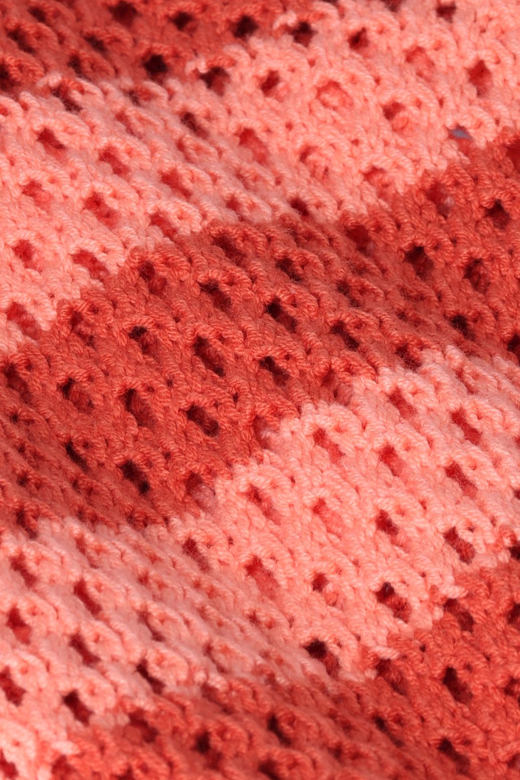 Roze opengewerkte polo met strepen