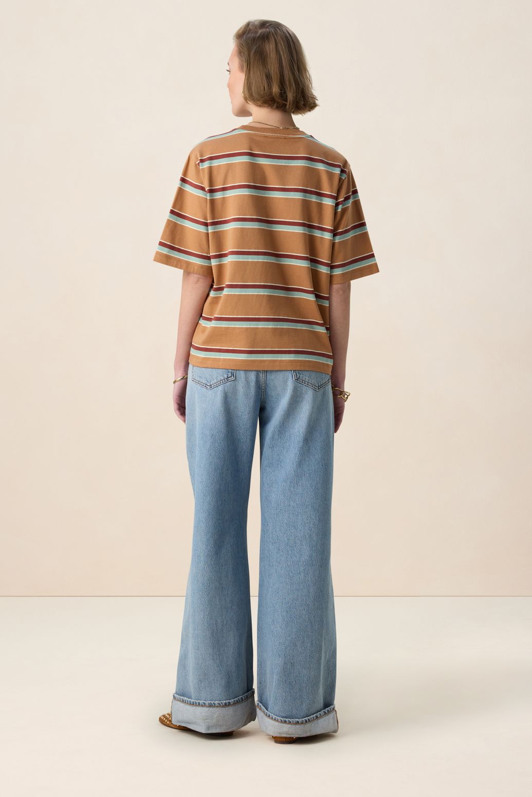 T-shirt à rayures - marron