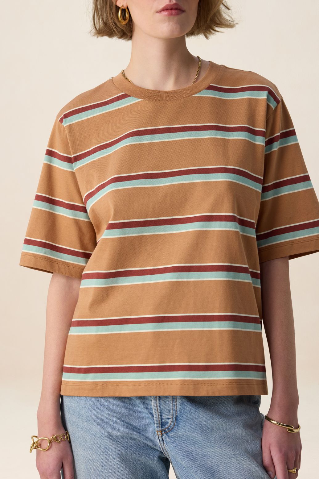 T-shirt à rayures - marron