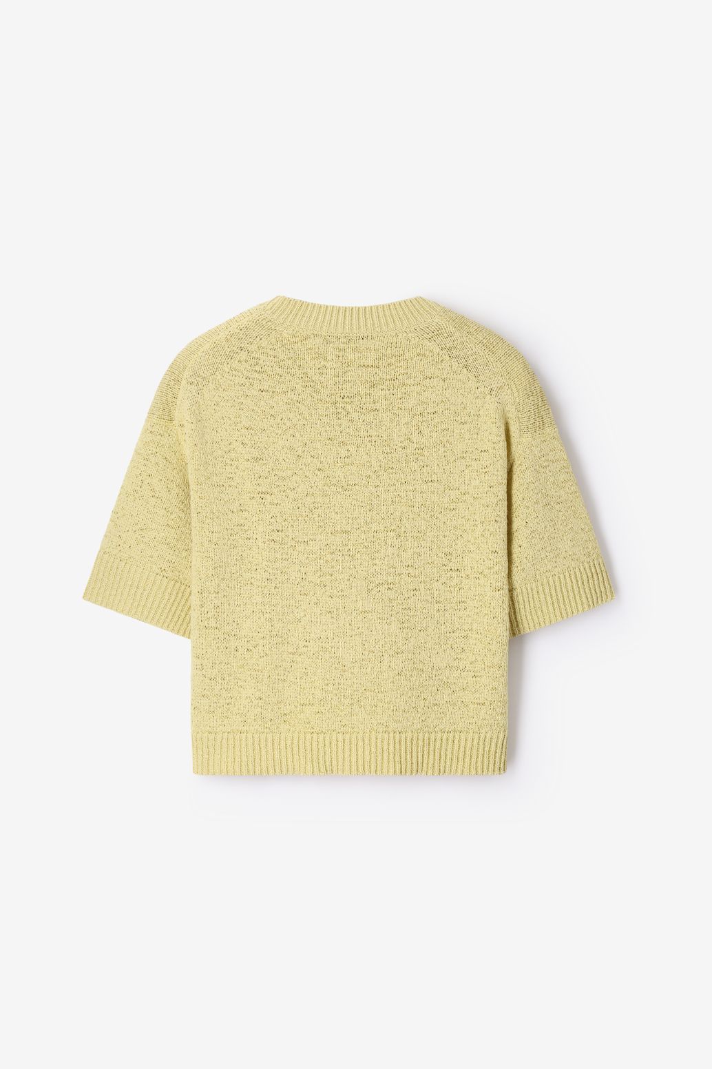 Strickpullover mit kurzem Arm - hellgelb