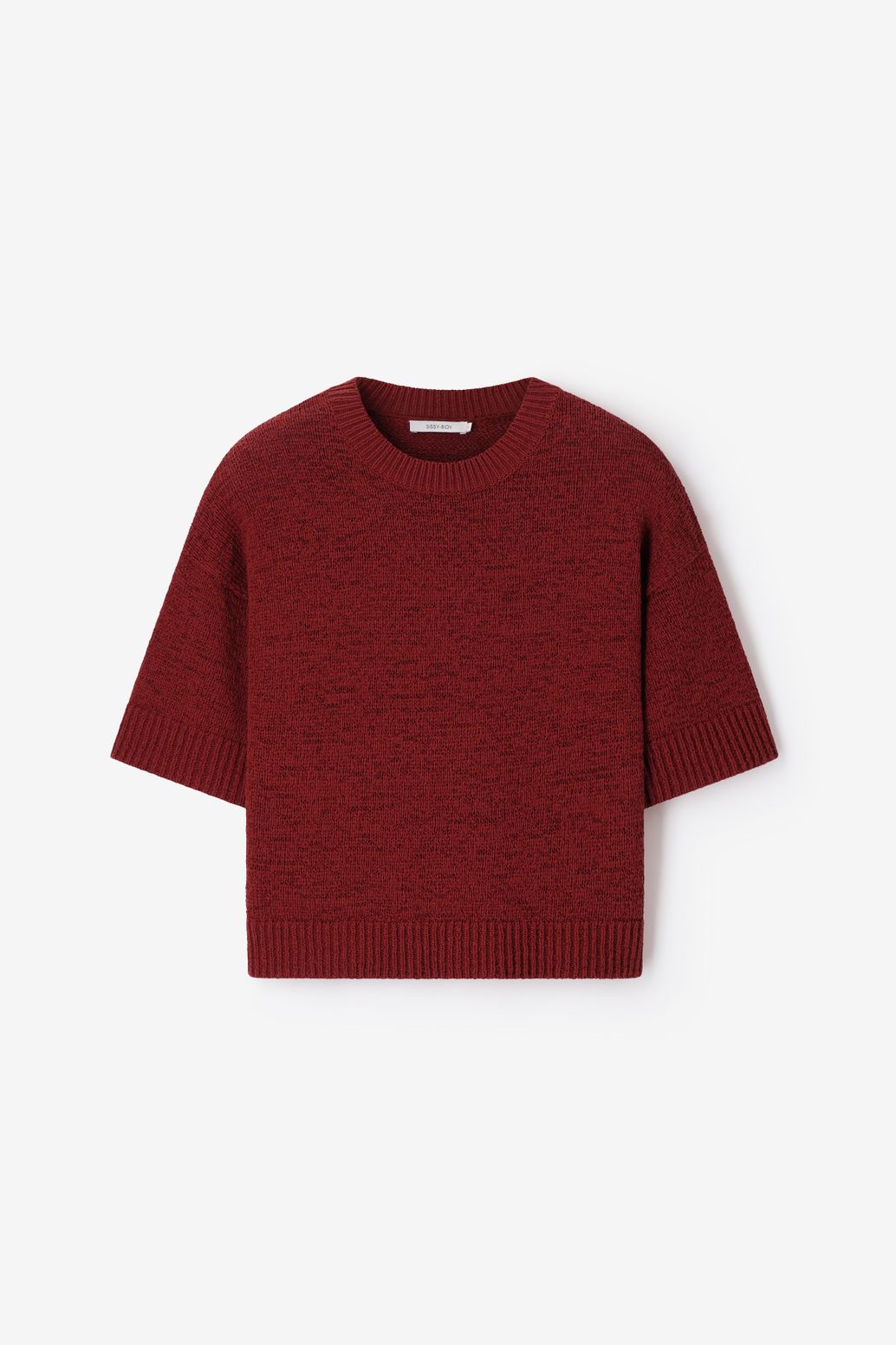 Strickpullover mit kurzem Arm - dunkelrot