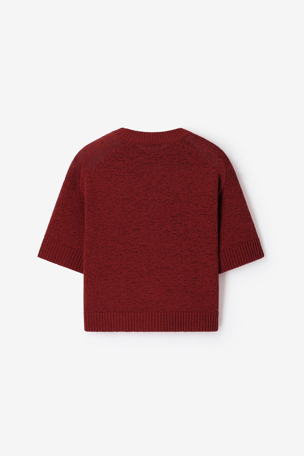 Strickpullover mit kurzem Arm - dunkelrot