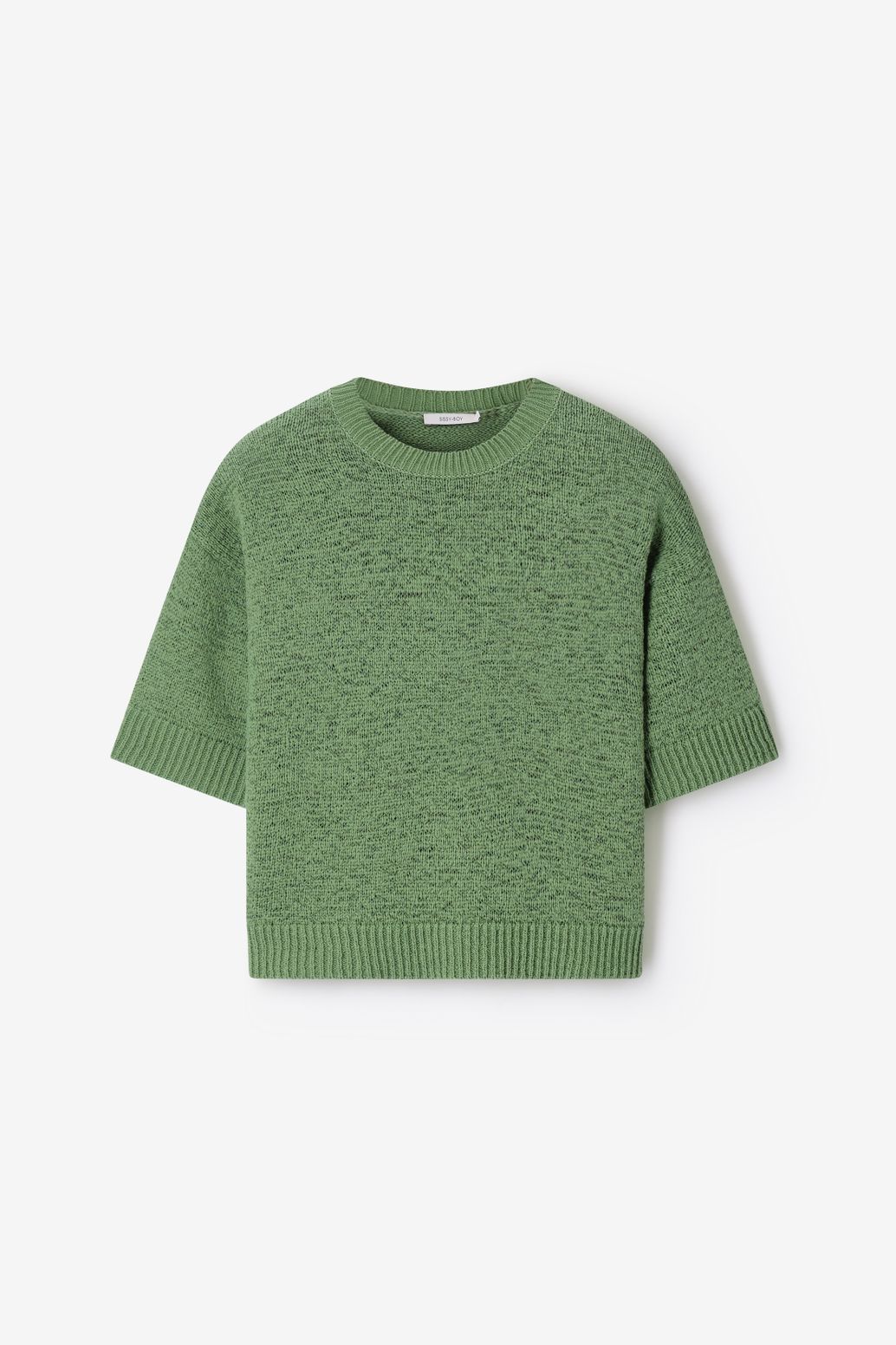 Strickpullover mit kurzem Arm - grün