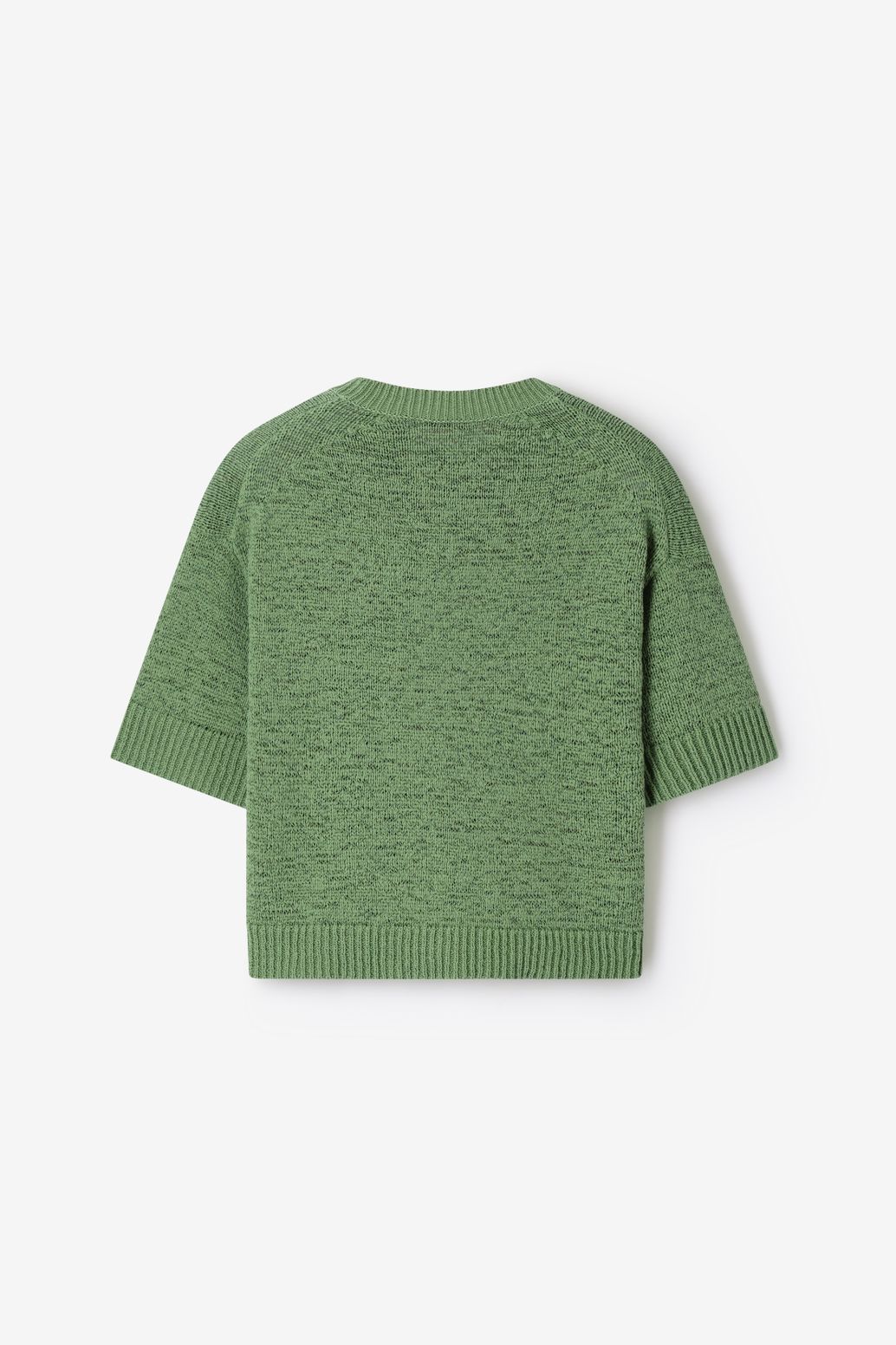 Strickpullover mit kurzem Arm - grün